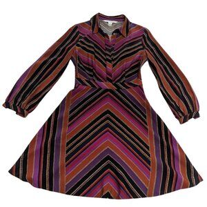 Diane Von Furstenberg DVF ‘Chrissie’ wool & silk flare retro style dress*SZ 0